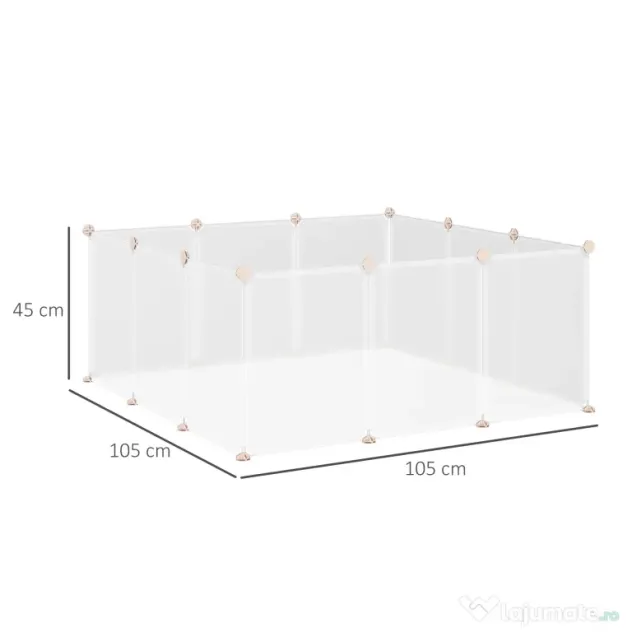 Adapost Animale PawHut cu 12 Panouri, Configurabil, pentru Iepuri, Câini, 105x105x45cm, Alb | Aosom Romania