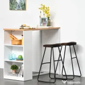 HOMCOM masa tip bar, pentru bucatarie, 115x55x100cm, alb 