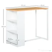 HOMCOM masa tip bar, pentru bucatarie, 115x55x100cm, alb 