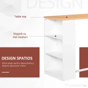 HOMCOM masa tip bar, pentru bucatarie, 115x55x100cm, alb 