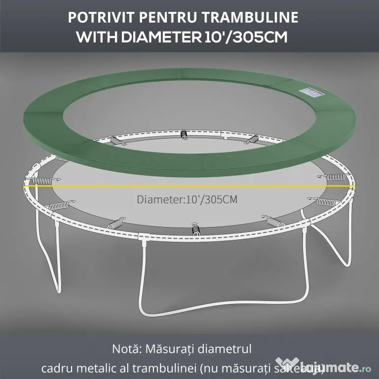 HOMCOM Husă pentru Trambulină, Pliabilă și Portabilă, de Grădină din Plastic, Ø305x1,5 cm, Verde | Aosom Romania