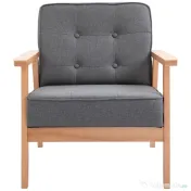 HOMCOM Fotoliu Vintage Stil Scandinav Moale și Confortabil Capitonat cu Butoni, 64,5x70x74 cm, Gri | Aosom Romania