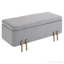 HOMCOM Bancă de Depozitare cu Șezut Tapițat și Picioare Lăcuite Aurii, 100x40x42 cm, Gri | Aosom Romania