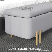 HOMCOM Bancă de Depozitare cu Șezut Tapițat și Picioare Lăcuite Aurii, 100x40x42 cm, Gri 