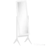HOMCOM Oglindă de dimensiuni mari cu 4 picioare și unghi reglabil, din lemn și sticlă, 47x46x148 cm, Alb