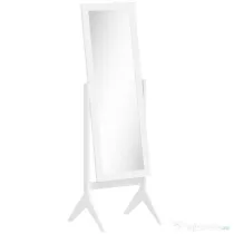 HOMCOM Oglindă de dimensiuni mari cu 4 picioare și unghi reglabil, din lemn și sticlă, 47x46x148 cm, Alb
