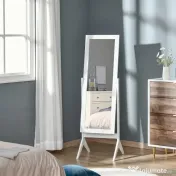 HOMCOM Oglindă Integrală cu 4 Picioare și Unghi Reglabil Alb | Aosom Romania