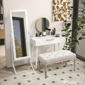 HOMCOM Oglindă Integrală cu 4 Picioare și Unghi Reglabil Alb | Aosom Romania