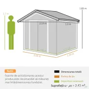 Casuta pentru Gradina, sopron pentru Unelte, magazie din Lamiera de Otel, pentru depozitare si organizare 213x127x185cm Outsunny | Aosom RO