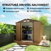 Casuta pentru Gradina, sopron pentru Unelte, magazie din Lamiera de Otel, pentru depozitare si organizare 213x127x185cm Outsunny | Aosom RO