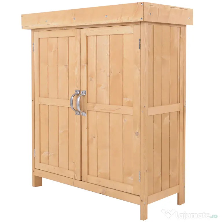 Outsunny Dulap de Grădină pentru Depozitare Unelte, Magazie Exterior cu 2 Rafturi, 74x43x88 cm, Gri | Aosom Romania