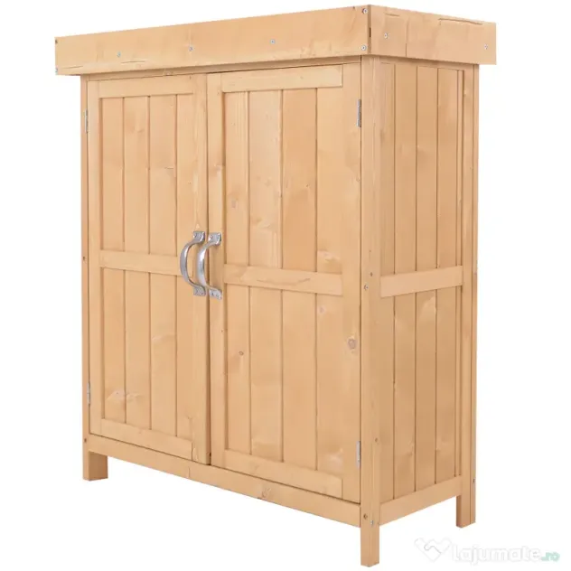Outsunny Dulap de Grădină pentru Depozitare Unelte, Magazie Exterior cu 2 Rafturi, 74x43x88 cm, Gri | Aosom Romania