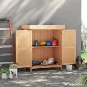 Outsunny Dulap de Grădină pentru Depozitare Unelte, Magazie Exterior cu 2 Rafturi, 74x43x88 cm, Gri | Aosom Romania
