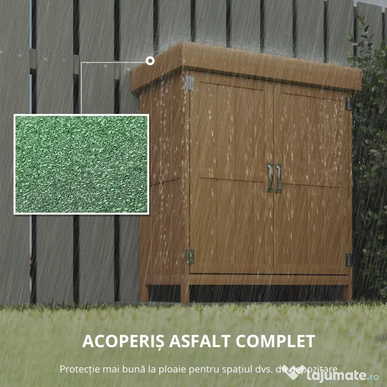 Outsunny Dulap de Grădină pentru Depozitare Unelte, Magazie Exterior cu 2 Rafturi, 74x43x88 cm, Gri | Aosom Romania