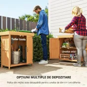 Outsunny Dulap de Grădină pentru Depozitare Unelte, Magazie Exterior cu 2 Rafturi, 74x43x88 cm, Gri | Aosom Romania