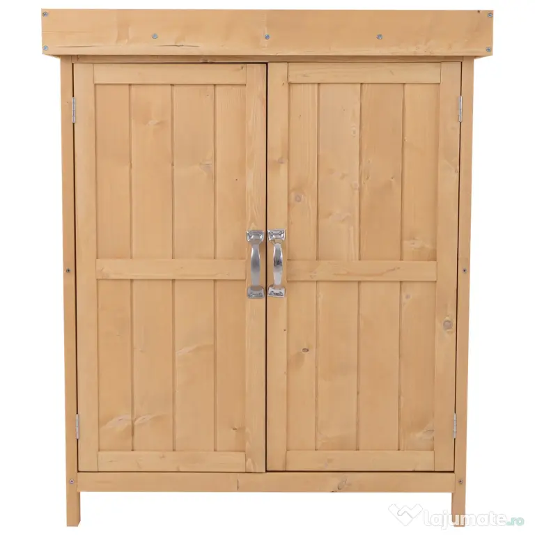 Outsunny Dulap de Grădină pentru Depozitare Unelte, Magazie Exterior cu 2 Rafturi, 74x43x88 cm, Gri | Aosom Romania