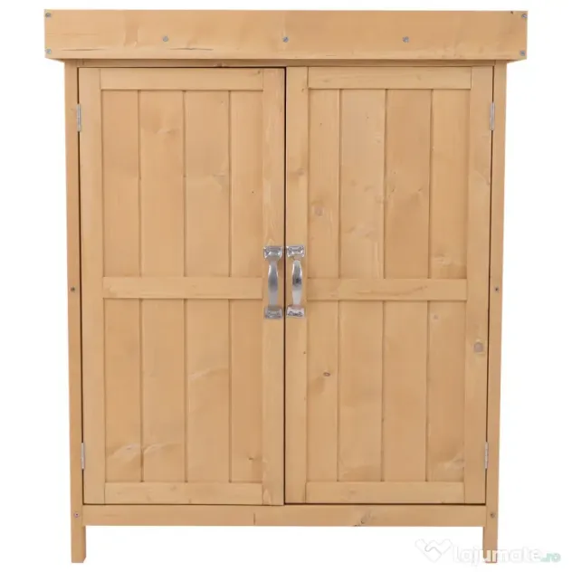Outsunny Dulap de Grădină pentru Depozitare Unelte, Magazie Exterior cu 2 Rafturi, 74x43x88 cm, Gri | Aosom Romania