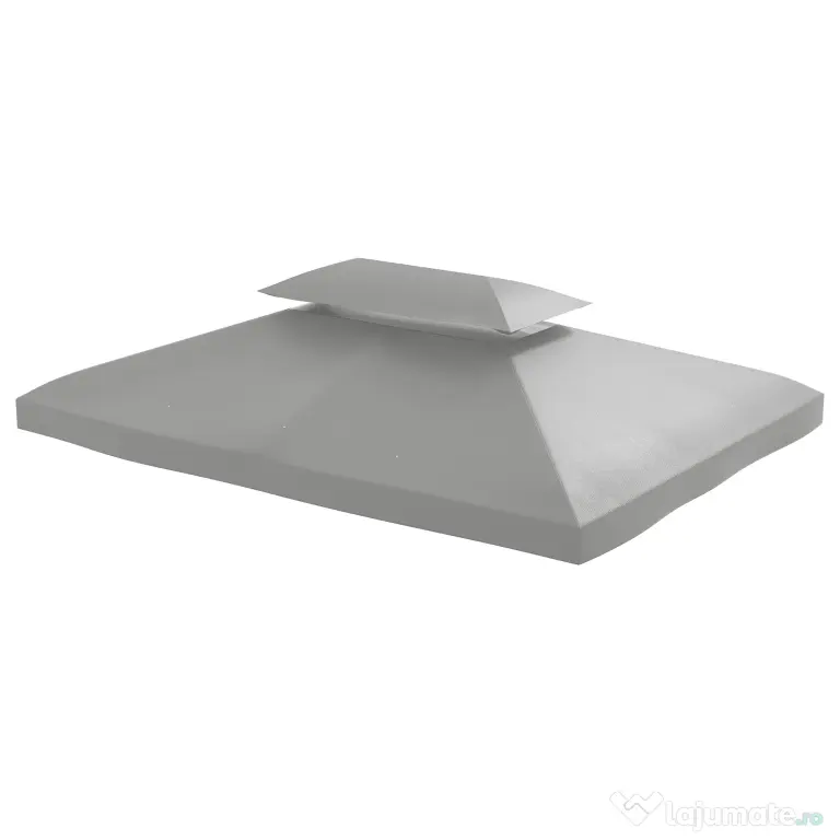 Outsunny Copertina pentru cort 4x3 m cu 2 niveluri, copertina pentru cort din poliester anti-UV cu chingi din Velcro, gri deschis