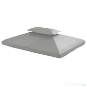Outsunny Copertina pentru cort 4x3 m cu 2 niveluri, copertina pentru cort din poliester anti-UV cu chingi din Velcro, gri deschis