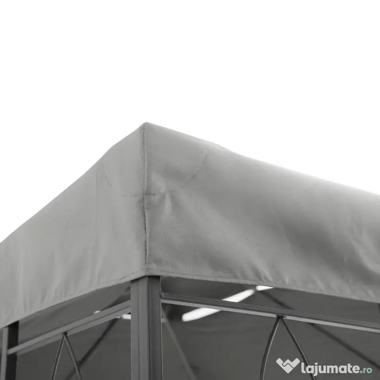 Outsunny Copertina pentru cort 4x3 m cu 2 niveluri, copertina pentru cort din poliester anti-UV cu chingi din Velcro, gri deschis