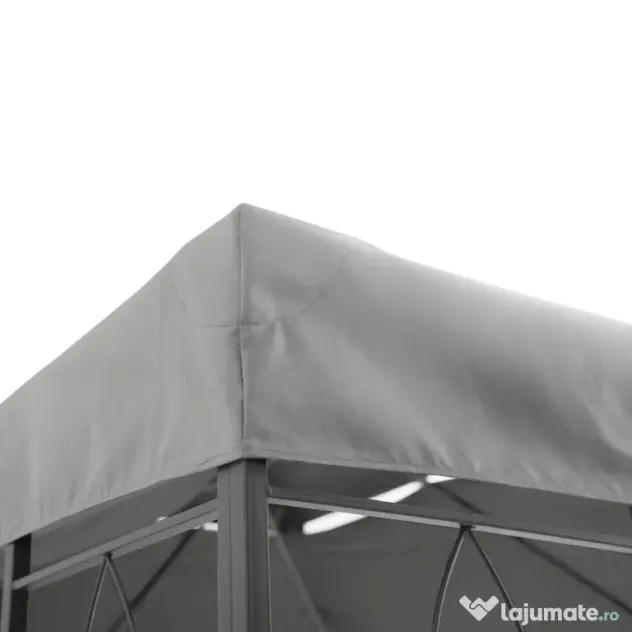 Outsunny Copertina pentru cort 4x3 m cu 2 niveluri, copertina pentru cort din poliester anti-UV cu chingi din Velcro, gri deschis