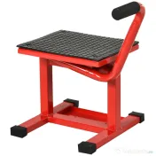 HOMCOM Suport din Otel  pentru Motociclete max 150 kg cu Suprafata de Cauciuc si Manivela, 27.5x51-69x34 cm, Rosu 