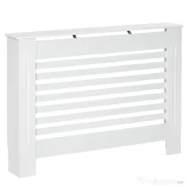 HOMCOM Mască pentru Calorifer din Lemn cu Structură din Șipci și Raft, 112x19x81 cm, Alb | Aosom Romania