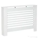 HOMCOM Mască pentru Calorifer din Lemn cu Structură din Șipci și Raft, 112x19x81 cm, Alb