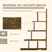 HOMCOM Bibliotecă în Stil Industrial în 5 Niveluri cu Cadru din Fier 102x30x160 cm, Maro | Aosom Romania