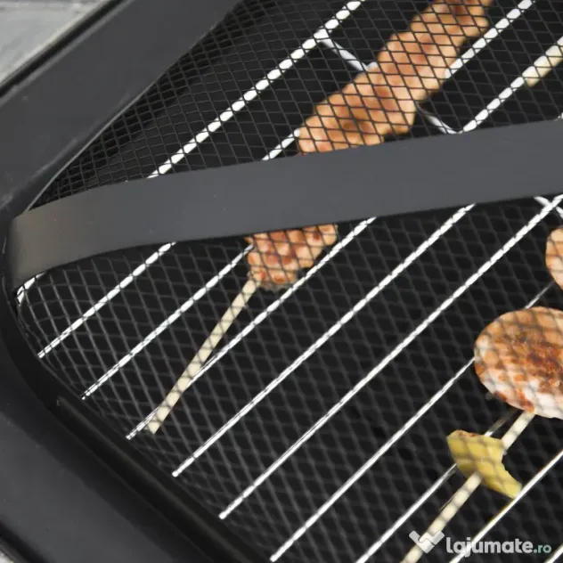 Outsunny Brazier pentru Grădină cu Capac de Protecție și Grătar, Ideal pentru Seri în Aer Liber, Design Pragmatic | Aosom Romania