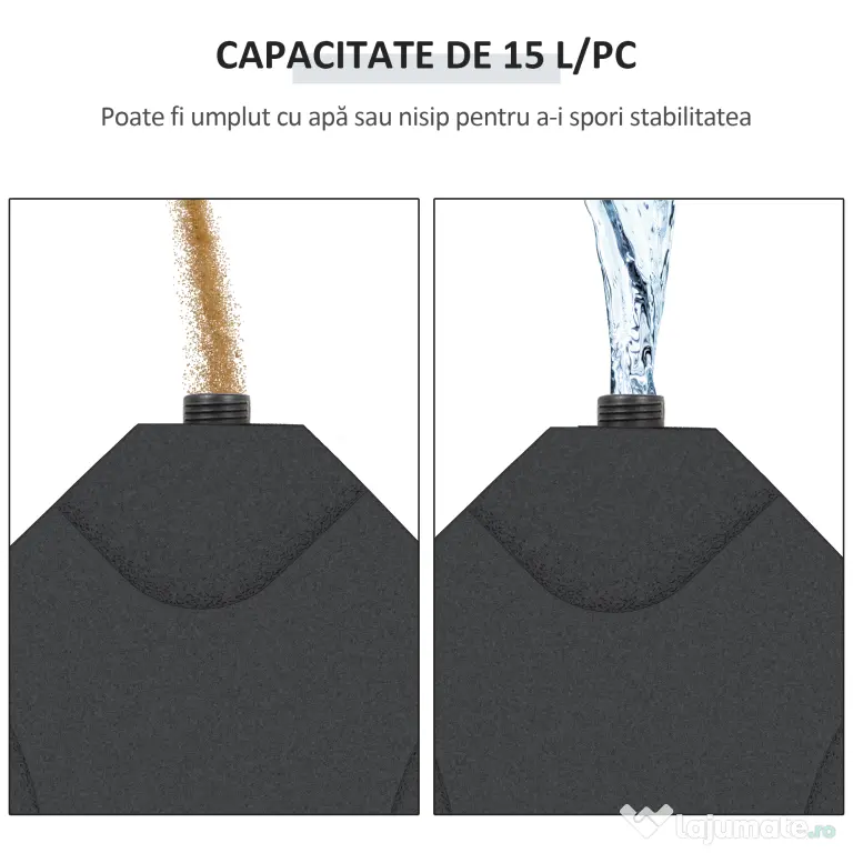 Outsunny Set de 4 Baze Umbrelă de Grădină din Plastic Rezistent la Apă 50x50x7.5cm pentru Stabilitate | Aosom Romania