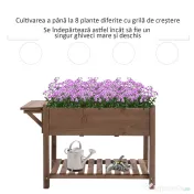 Outsunny Jardinieră Supraînălțată din Lemn | Grădinărit cu Raft Pliabil și Spațiu de Depozitare | 123x54x74 cm Maro | Aosom Romania 