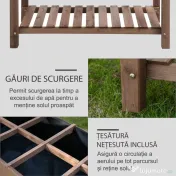 Outsunny Jardinieră Supraînălțată din Lemn | Grădinărit cu Raft Pliabil și Spațiu de Depozitare | 123x54x74 cm Maro | Aosom Romania 