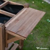 Outsunny Jardinieră Supraînălțată din Lemn | Grădinărit cu Raft Pliabil și Spațiu de Depozitare | 123x54x74 cm Maro | Aosom Romania 