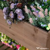 Outsunny Jardinieră Supraînălțată din Lemn | Grădinărit cu Raft Pliabil și Spațiu de Depozitare | 123x54x74 cm Maro | Aosom Romania 