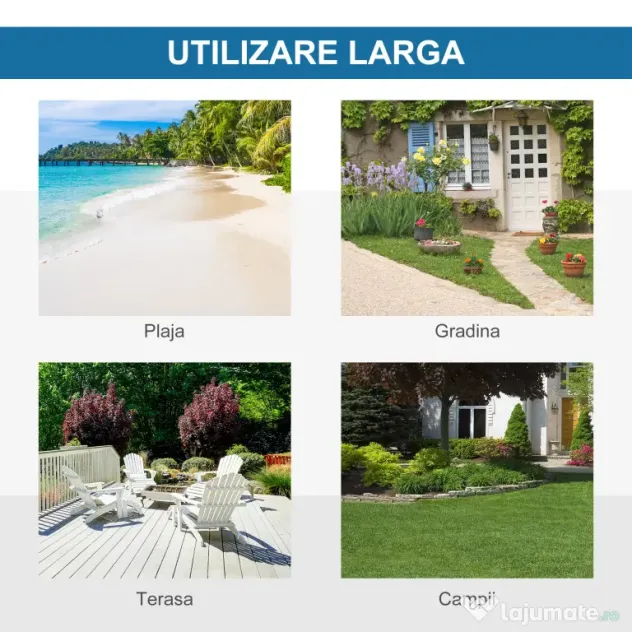 Outsunny Cort de Plajă cu Ferestre și Uşă cu Fermoar, 220x173x120 cm, Albastru | Aosom Romania