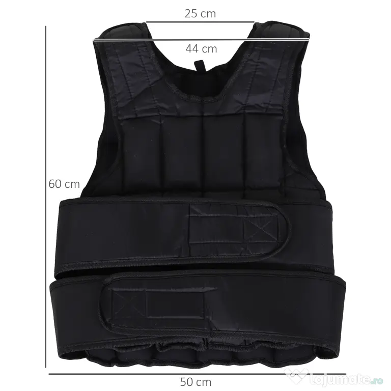 HOMCOM Vesta ponderata 20kg cu 38 Greutati, Captuseala si Inchideri cu Velcro