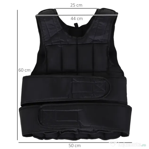HOMCOM Vesta ponderata 20kg cu 38 Greutati, Captuseala si Inchideri cu Velcro