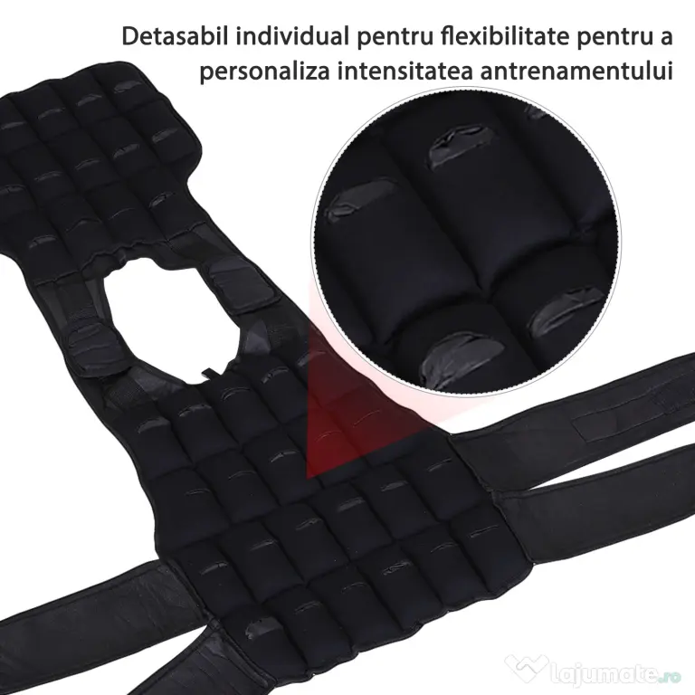 HOMCOM Vesta ponderata 20kg cu 38 Greutati, Captuseala si Inchideri cu Velcro