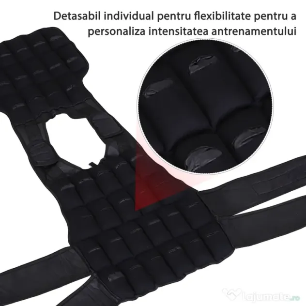 HOMCOM Vesta ponderata 20kg cu 38 Greutati, Captuseala si Inchideri cu Velcro