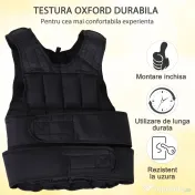 HOMCOM Vesta ponderata 20kg cu 38 Greutati, Captuseala si Inchideri cu Velcro 