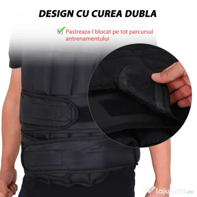 HOMCOM Vesta ponderata 20kg cu 38 Greutati, Captuseala si Inchideri cu Velcro