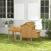 PawHut Coteț Prefabricat din Lemn pentru 2 Găini cu Gard pentru Grădină 150.5 x 54 x 87cm | Aosom Romania
