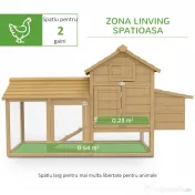 PawHut Coteț Prefabricat din Lemn pentru 2 Găini cu Gard pentru Grădină 150.5 x 54 x 87cm | Aosom Romania