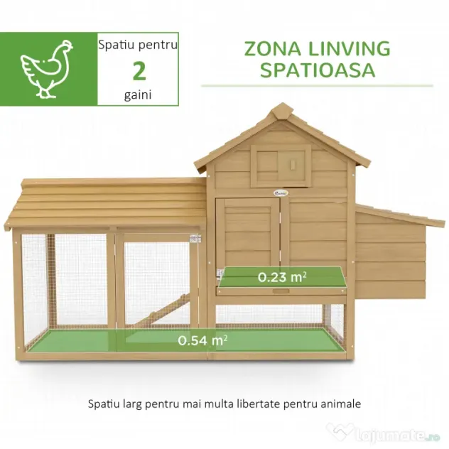 PawHut Coteț Prefabricat din Lemn pentru 2 Găini cu Gard pentru Grădină 150.5 x 54 x 87cm | Aosom Romania