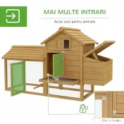 PawHut Coteț Prefabricat din Lemn pentru 2 Găini cu Gard pentru Grădină 150.5 x 54 x 87cm | Aosom Romania