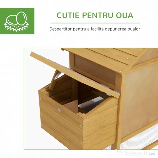 PawHut Coteț Prefabricat din Lemn pentru 2 Găini cu Gard pentru Grădină 150.5 x 54 x 87cm | Aosom Romania