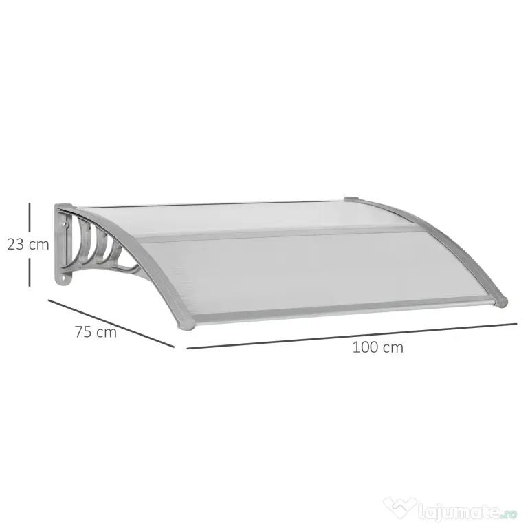 Outsunny Copertină Anti-UV din Policarbonat pentru Uși și Ferestre 100x75cm | Aosom Romania