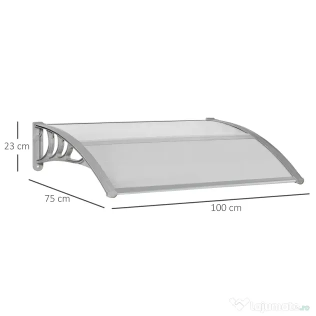 Outsunny Copertină Anti-UV din Policarbonat pentru Uși și Ferestre 100x75cm | Aosom Romania