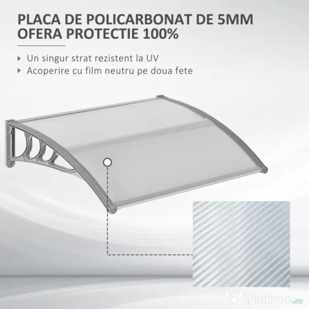 Outsunny Copertină Anti-UV din Policarbonat pentru Uși și Ferestre 100x75cm | Aosom Romania